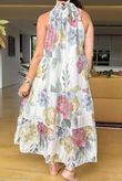 Made In Italy Paradise In Bloom Tiered Long Dress Olive And Pink /25 =